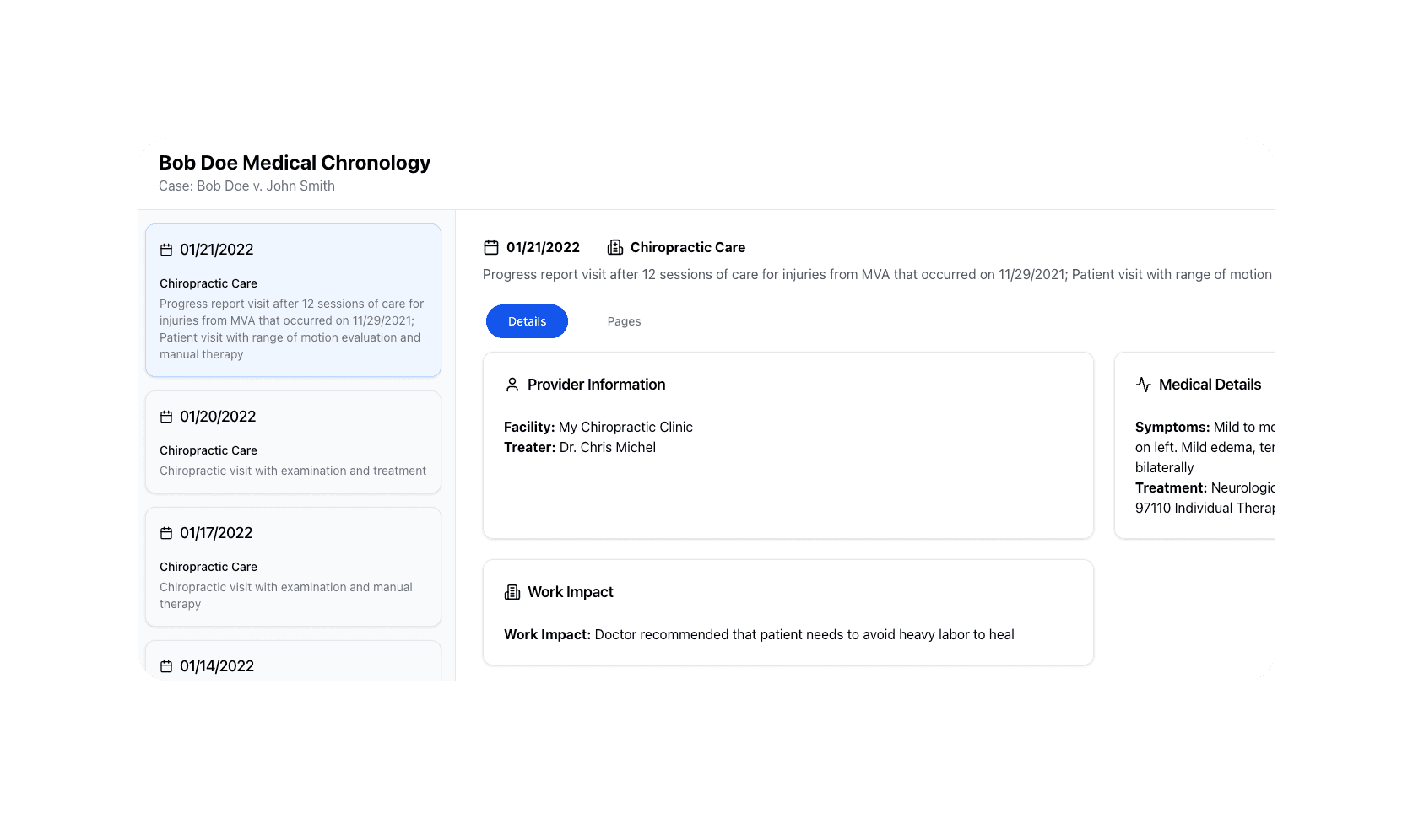All-in-one Medical Chronology Platform: Legalyze.ai product screenshot